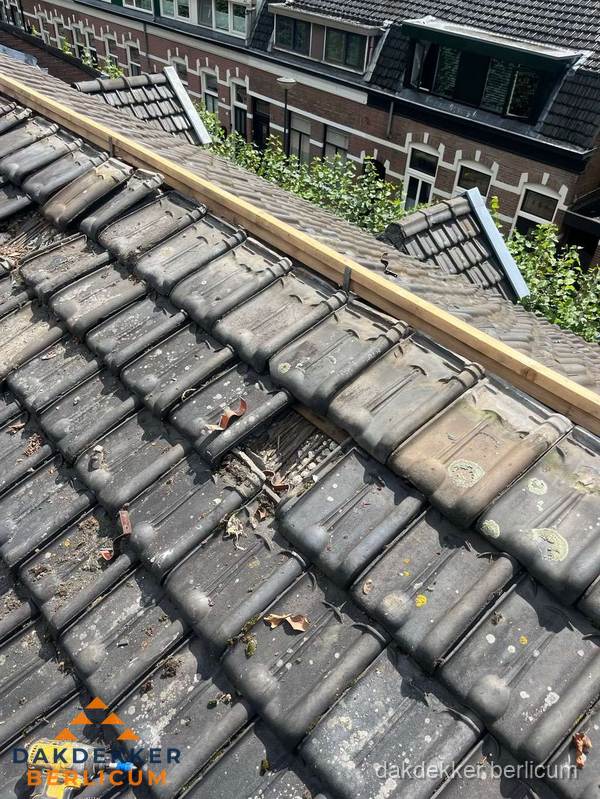 Dakonderhoud aan schuin pannendak met nokvernieuwing in Berlicum Dakonderhoud aan schuin pannendak met nokvernieuwing in Berlicum